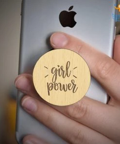 DesignWesign Girl Power Wooden Pop Socket