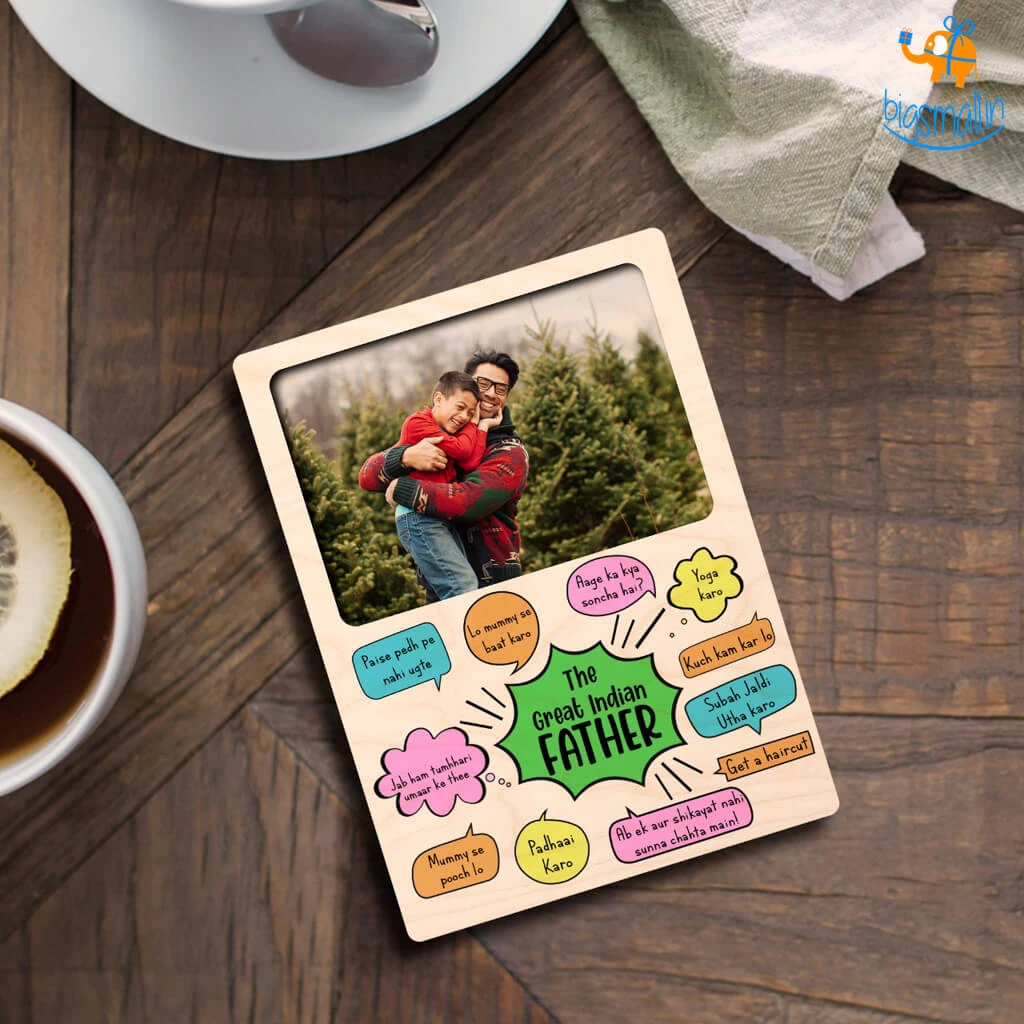 Chitra Chaya Personalized Great Indian Father Wooden Fridge Magnet | COD Not Available Father's Day