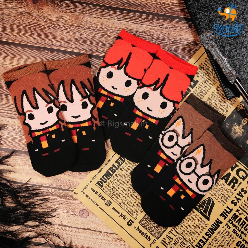 Bigsmall_hmk Harry Potter Ankle Length Socks - Set Of 3