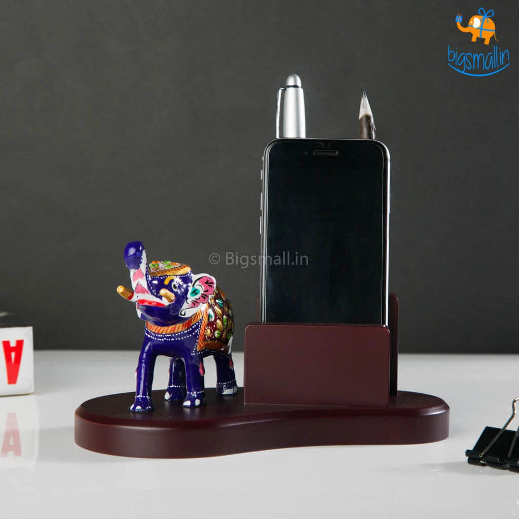 Indian Craft Wooden Hand-Painted Elly Phone Holder