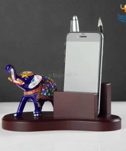 Indian Craft Wooden Hand-Painted Elly Phone Holder