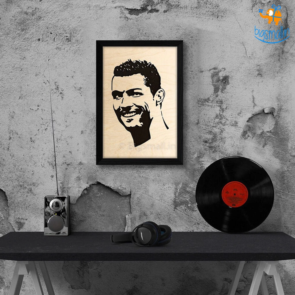 Bigsmall_cc Footballer Engraved Wooden Frame (19 X 13 Inches)