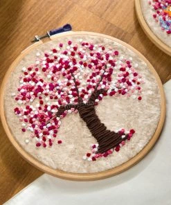 Hoop-Broideries Handmade Cherry Blossom Embroidery Hoop Art