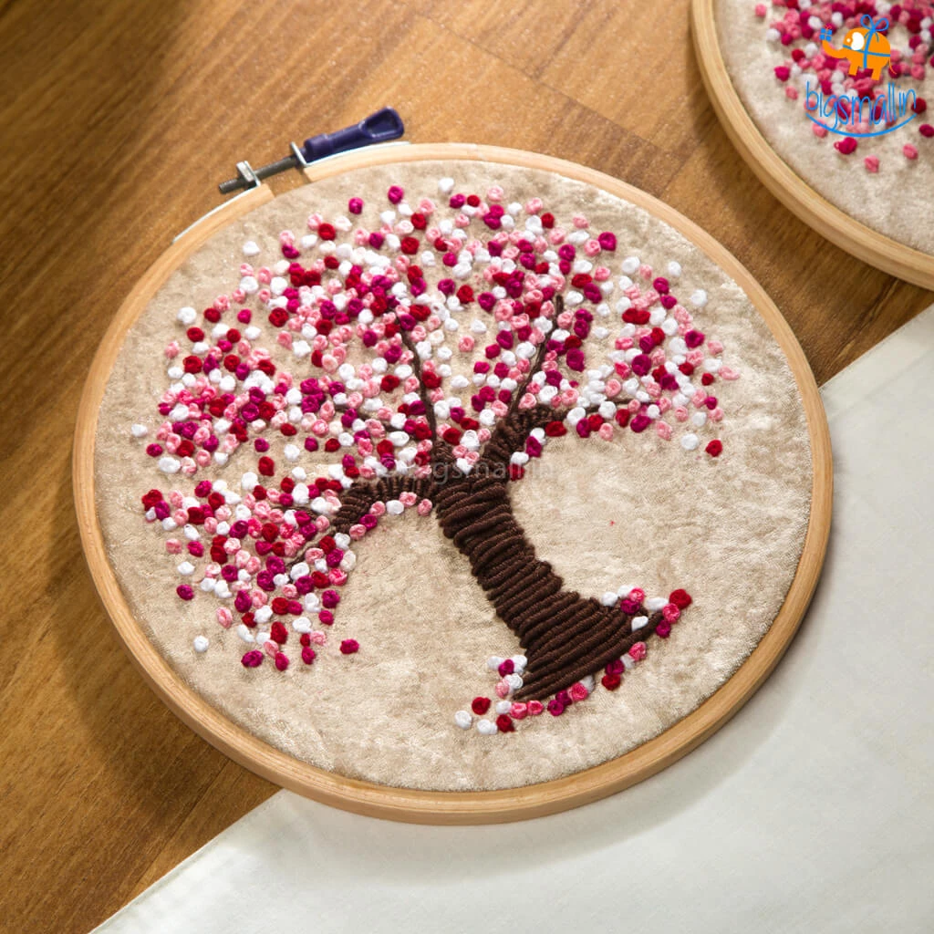 Hoop-Broideries Handmade Cherry Blossom Embroidery Hoop Art