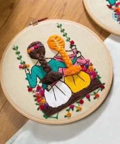 Hoop-Broideries All Of It Handmade Friends On A Swing Embroidery Hoop Art