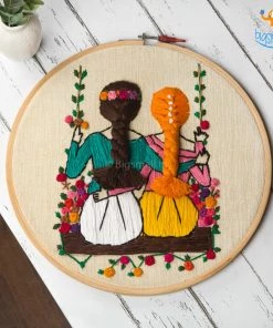 Hoop-Broideries All Of It Handmade Friends On A Swing Embroidery Hoop Art