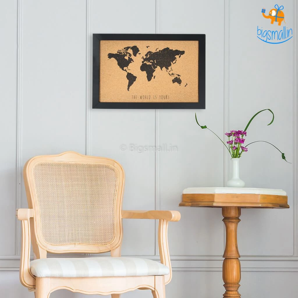 VinnyC World Map Corkboard With Frame Father's Day