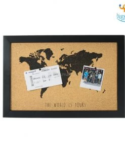 VinnyC World Map Corkboard With Frame Father's Day
