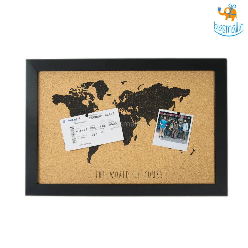 VinnyC World Map Corkboard With Frame Father's Day