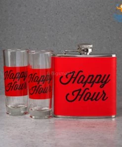 Vinny Y Happy Hour Flask And Shot Glasses Set
