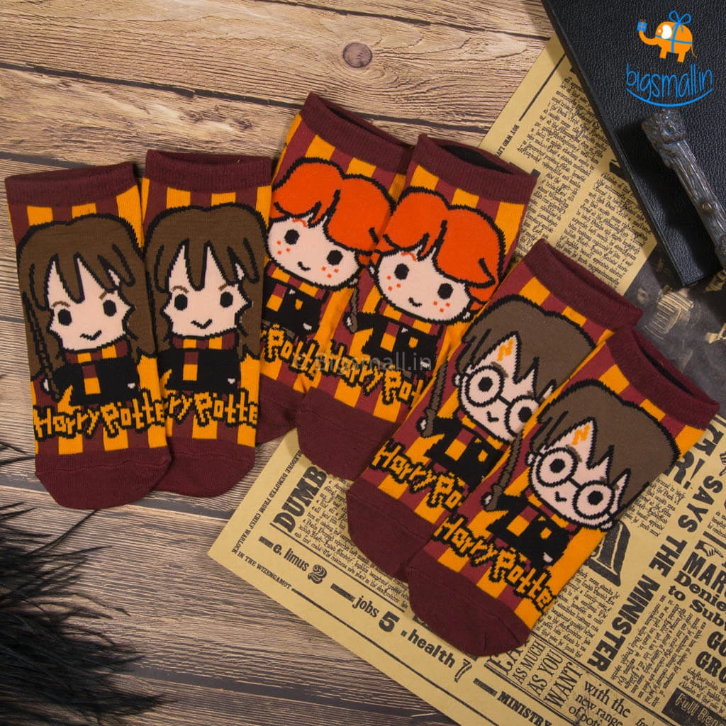 Bigsmall_hmk Harry Potter Ankle Length Socks - Set Of 3