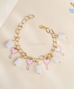 Yuvanta Heart-Key Beaded Charm Bracelet All Of It