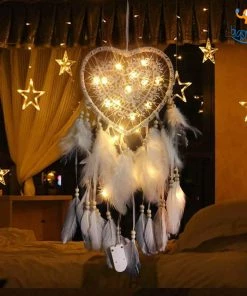 Bigsmall_hmk Heart Dreamcatcher With LED Lights