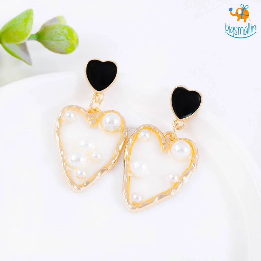 AmyLi Heart Gold & Pearl Earrings