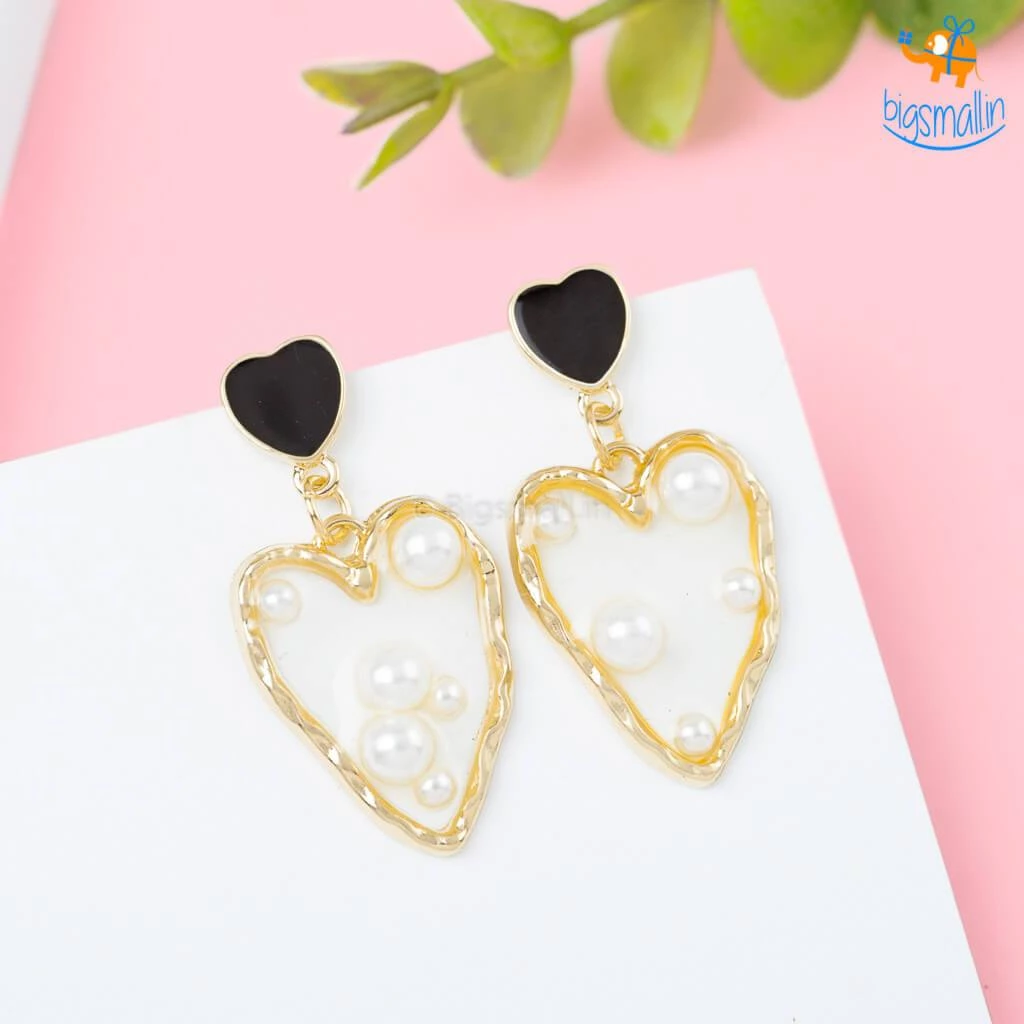 AmyLi Heart Gold & Pearl Earrings