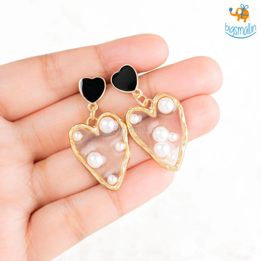 AmyLi Heart Gold & Pearl Earrings