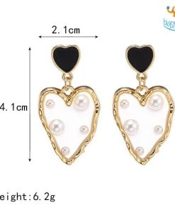 AmyLi Heart Gold & Pearl Earrings