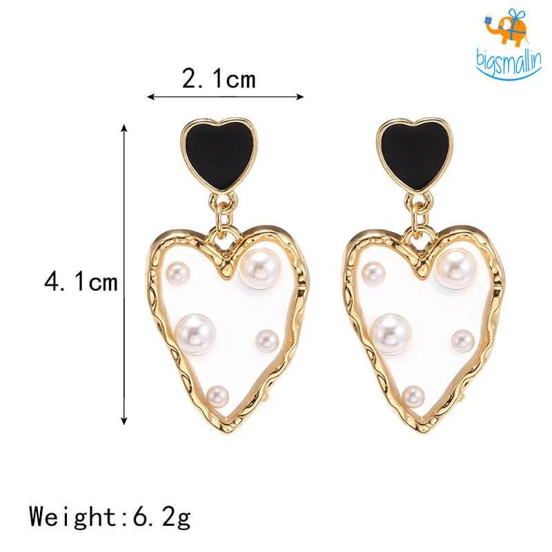 AmyLi Heart Gold & Pearl Earrings