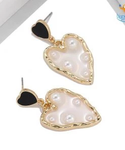 AmyLi Heart Gold & Pearl Earrings