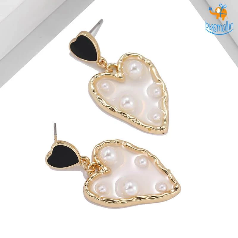 AmyLi Heart Gold & Pearl Earrings