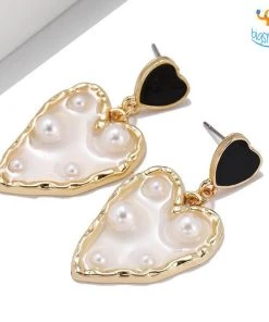 AmyLi Heart Gold & Pearl Earrings