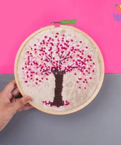 Hoop-Broideries Handmade Cherry Blossom Embroidery Hoop Art