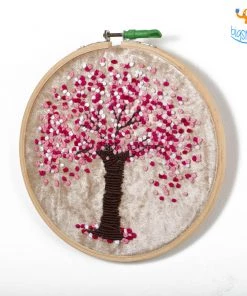 Hoop-Broideries Handmade Cherry Blossom Embroidery Hoop Art