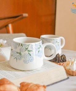 Hollyhock All Of It Hydrangea Ceramic Mug - Set Of 2