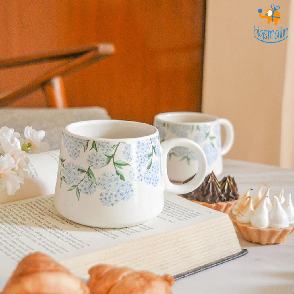 Hollyhock All Of It Hydrangea Ceramic Mug - Set Of 2