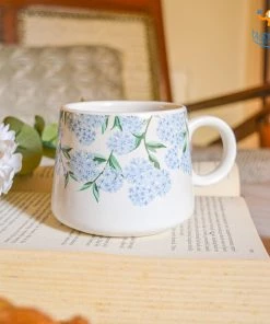 Hollyhock All Of It Hydrangea Ceramic Mug - Set Of 2
