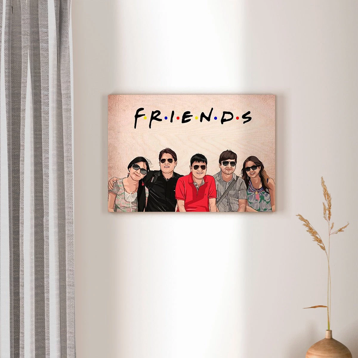 Chitra Chaya Father's Day Personalized Friends Caricature Wooden Portrait | COD Not Available