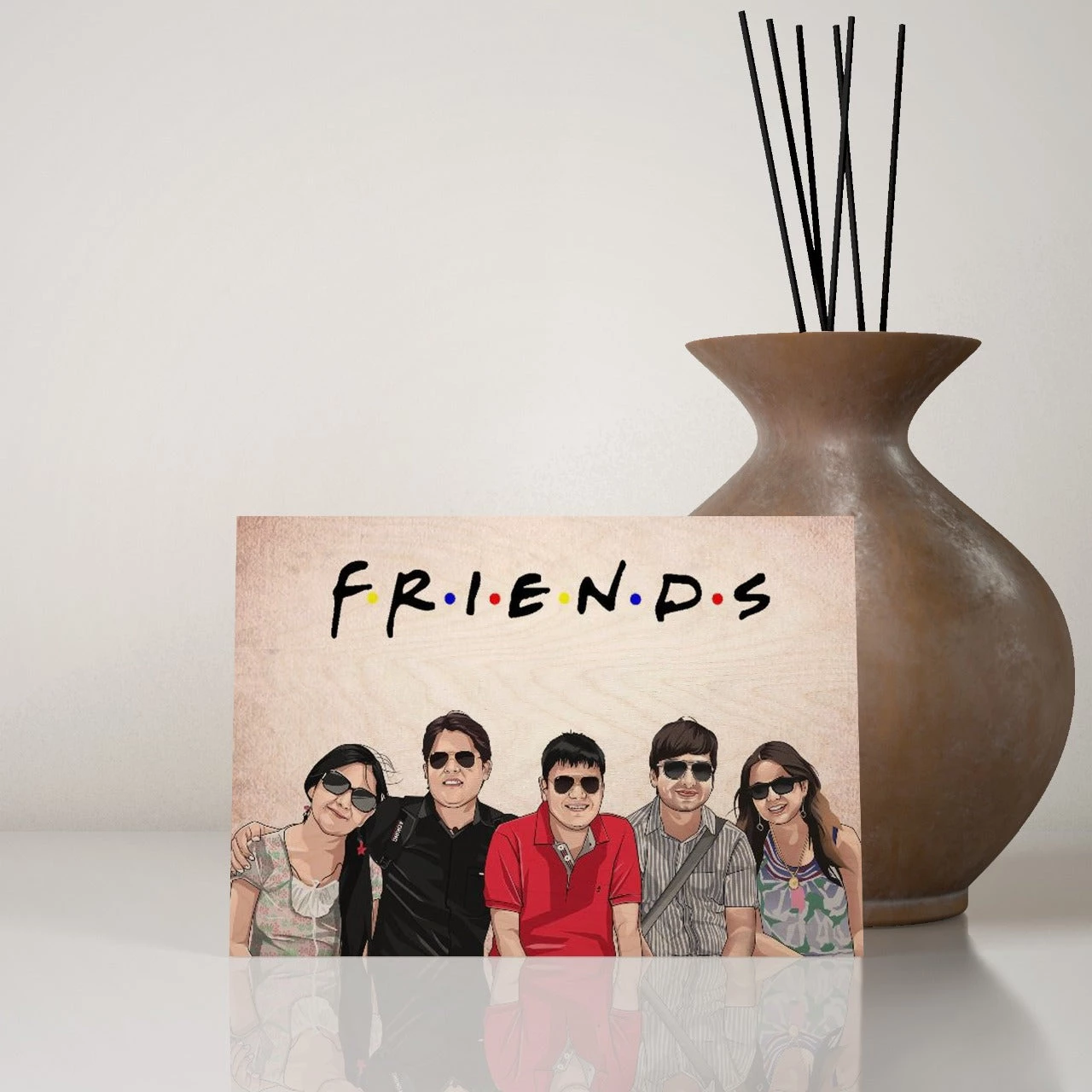 Chitra Chaya Father's Day Personalized Friends Caricature Wooden Portrait | COD Not Available