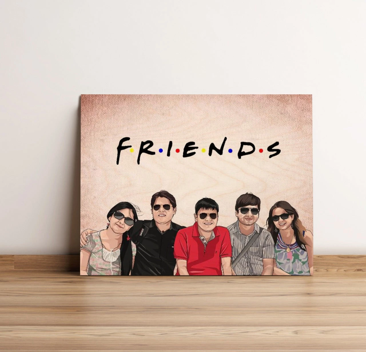 Chitra Chaya Father's Day Personalized Friends Caricature Wooden Portrait | COD Not Available