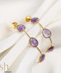 Ash Designs Hera Amethyst Half Hoop Earrings All Of It