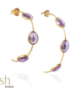 Ash Designs Hera Amethyst Half Hoop Earrings All Of It