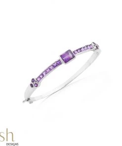 Ash Designs Whimsical Semi-Precious Bracelet Bangle Set In Silver