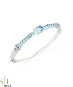 Ash Designs Whimsical Semi-Precious Bracelet Bangle Set In Silver