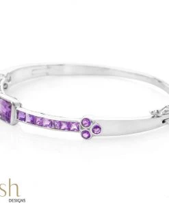 Ash Designs Whimsical Semi-Precious Bracelet Bangle Set In Silver