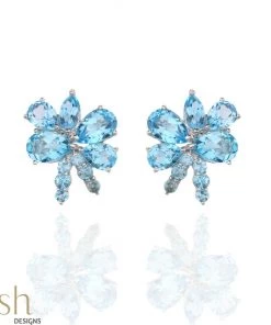 Ash Designs Morning Glory Blue Topaz Earrings Sale