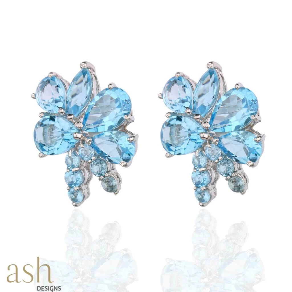 Ash Designs Morning Glory Blue Topaz Earrings Sale