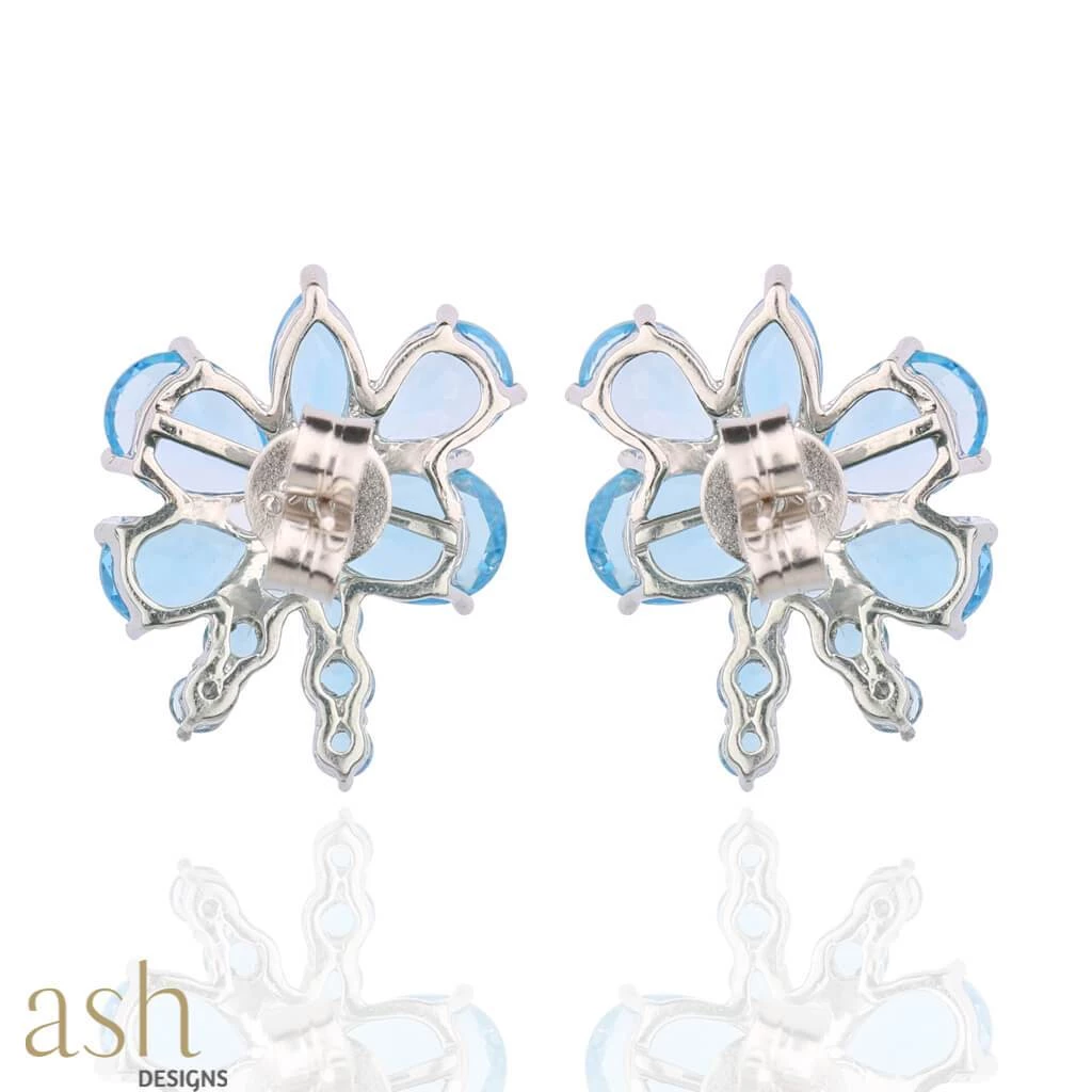 Ash Designs Morning Glory Blue Topaz Earrings Sale