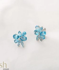 Ash Designs Morning Glory Blue Topaz Earrings Sale