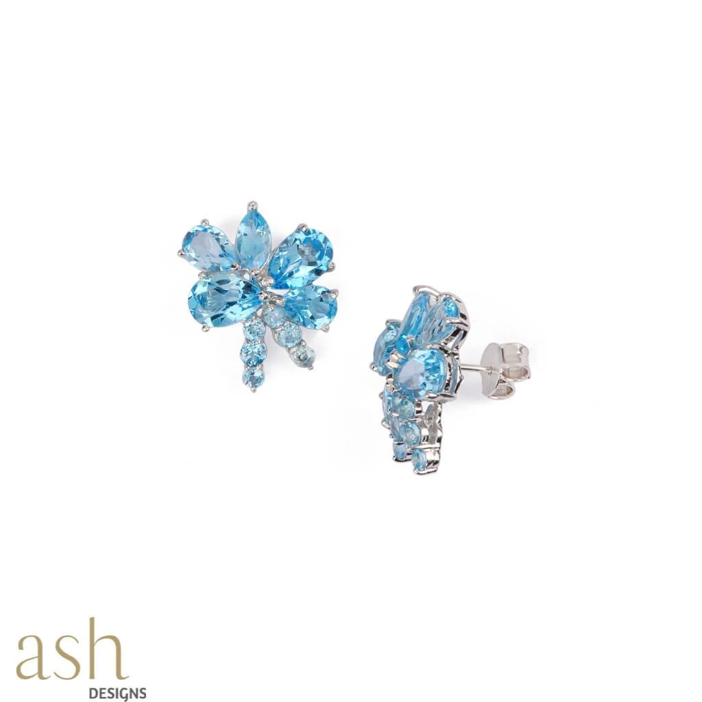 Ash Designs Morning Glory Blue Topaz Earrings Sale