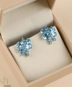 Ash Designs Morning Glory Blue Topaz Earrings Sale