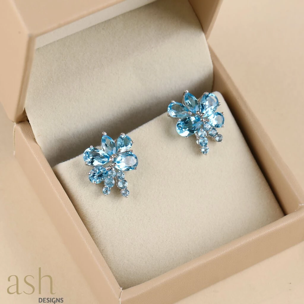 Ash Designs Morning Glory Blue Topaz Earrings Sale