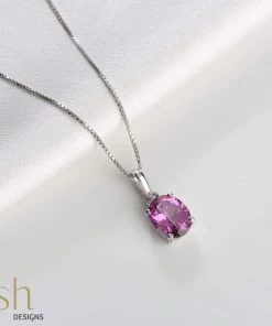 Ash Designs Best Sellers Isla Pink Topaz Pendant With Silver Chain