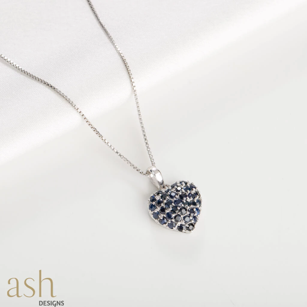 Ash Designs All Of It Ava Blue Sapphire Pendant With Silver Chain