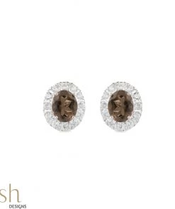 Ash Designs Araliya Smoky Semi Precious Earring Studs