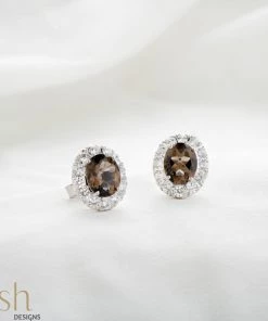 Ash Designs Araliya Smoky Semi Precious Earring Studs