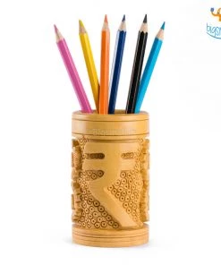 Indian Craft Father's Day Wooden Rupee Symbol Pen Stand